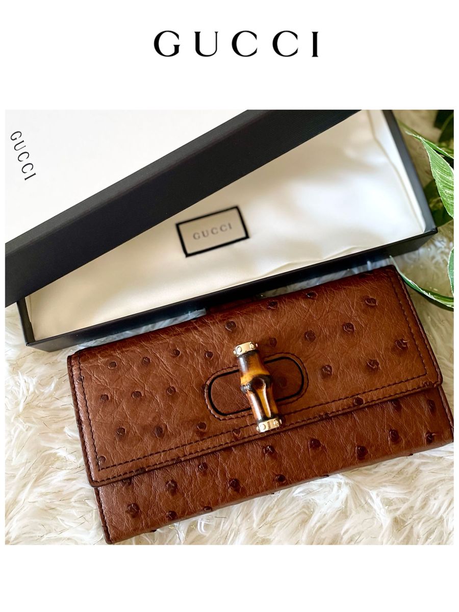 美品希少】GUCCI グッチ 長財布 オーストリッチ Wホック 美品希少】GUCCI グッチ 長財布 オーストリッチ Wホック