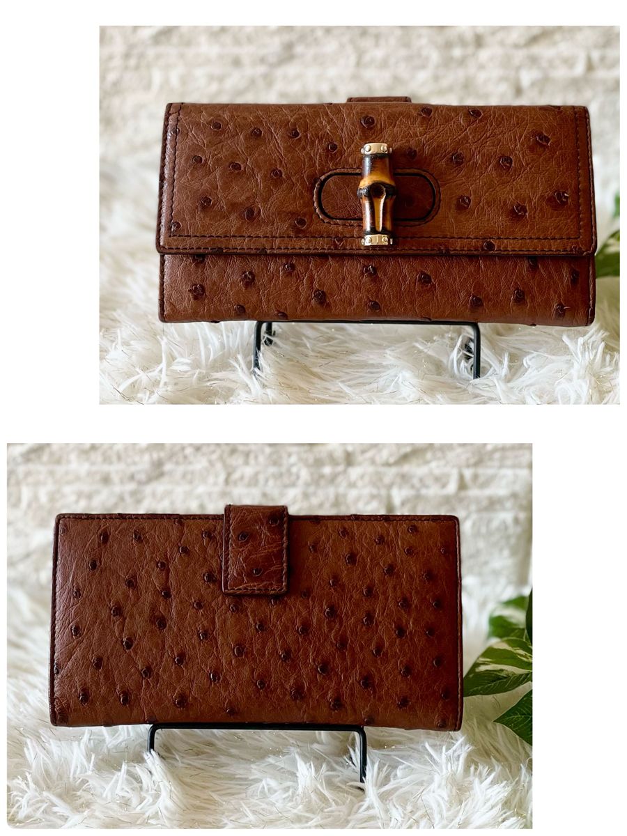 美品希少】GUCCI グッチ 長財布 オーストリッチ Wホック 美品希少】GUCCI グッチ 長財布 オーストリッチ Wホック