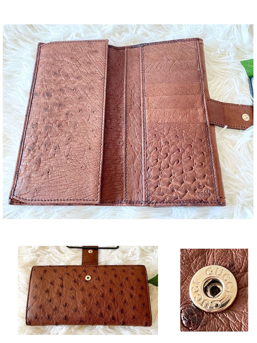 美品希少】GUCCI グッチ 長財布 オーストリッチ Wホック 美品希少】GUCCI グッチ 長財布 オーストリッチ Wホック