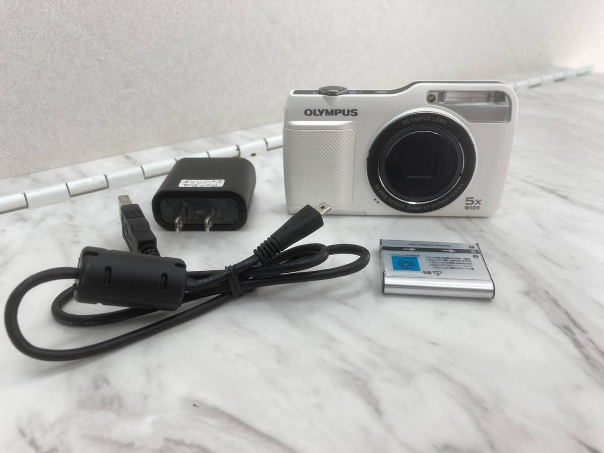 F6337 1円～ オリンパス Olympus VG-170 ホワイト 5x Wide コンパクトデジタルカメラ 動作確認済み_画像1