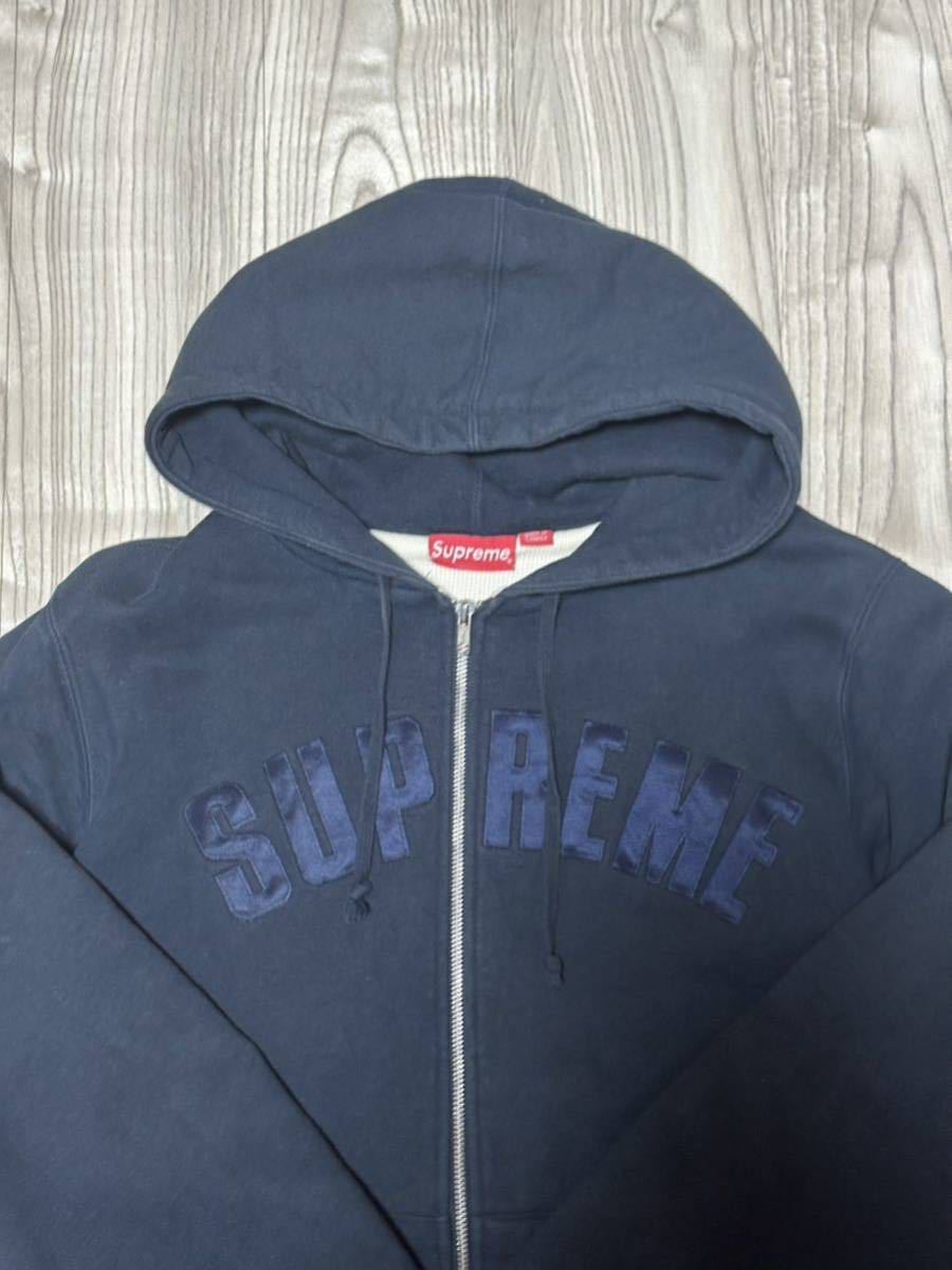 Supreme Arc Logo Thermal Zip Up Hoodie NAVY M シュプリーム サーマル ジップアップ パーカー_画像2