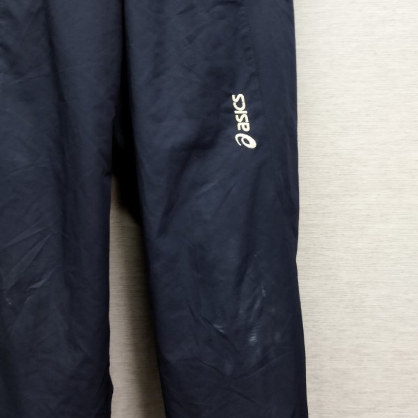 K303 Asics ウインドブレーカー パンツ 150 ネイビー ロゴ 刺繍 スポーツ トレーニング ウォームアップ 防風 防寒 ジュニア アシックスの画像5