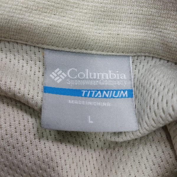 K296 Columbia 長袖 カットソー L アイボリー ロゴ 刺繍 バンホーン ハーフジップ オムニシェイド アウトドア レジャー コロンビア_画像7