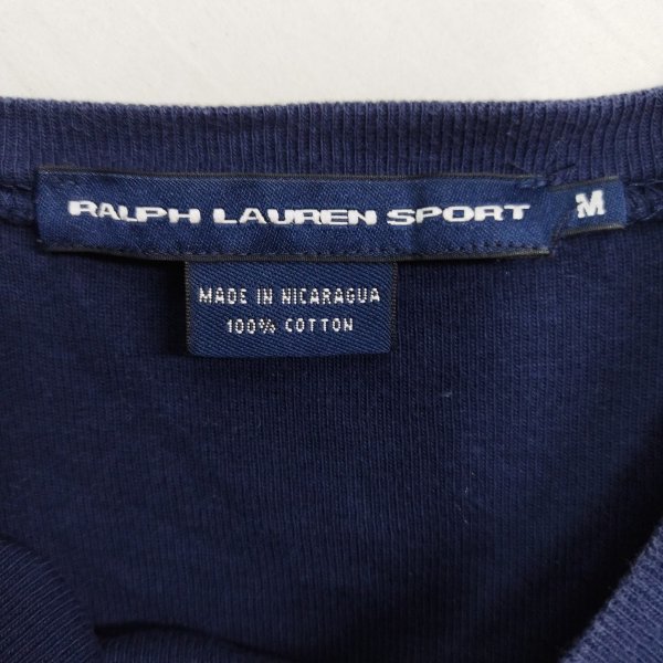 K361 RALPH LAUREN SPORT 長袖 カットソー M ネイビー ワンポイント ポニー 刺繍 ロンT クルーネック 定番 人気 ラルフローレン スポーツ_画像7