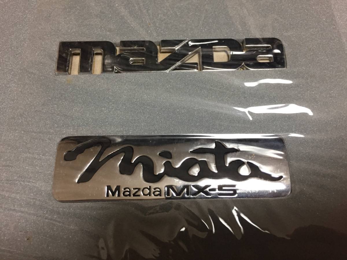 【純正 未使用 2個セット】MAZDA MX-5 Miata EMBLEM Set マツダ ミアータ エンブレムセット(リア用) NA用 クロームメッキ EUNOS Roadster_画像1