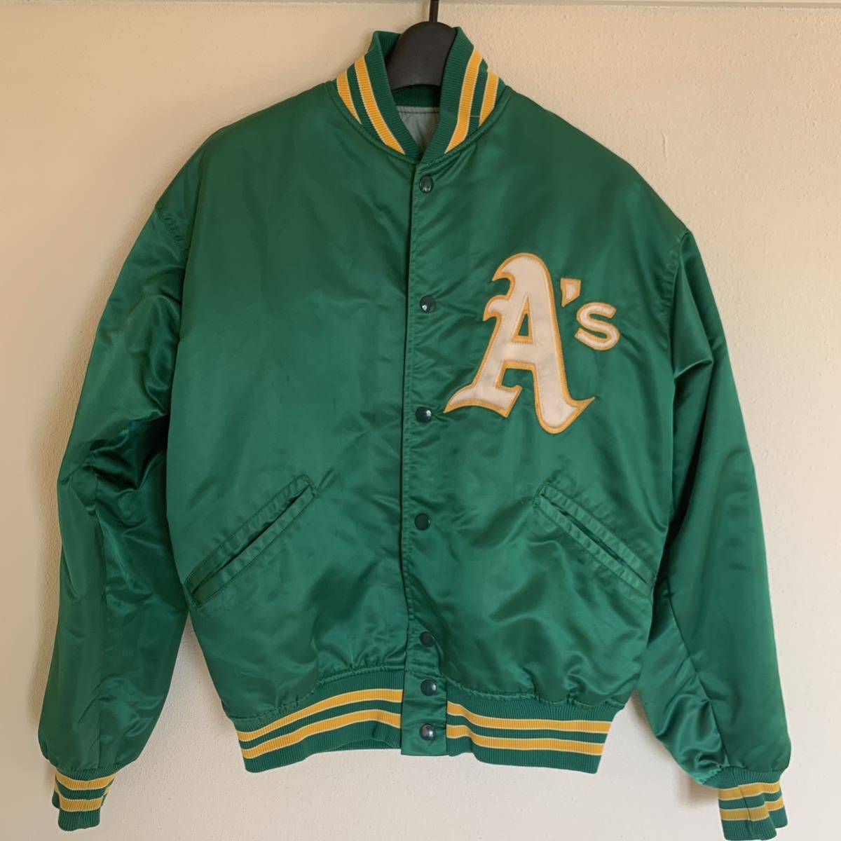 80s Oakland Athletics アスレチックス　ナイロンスタジャン　_画像1