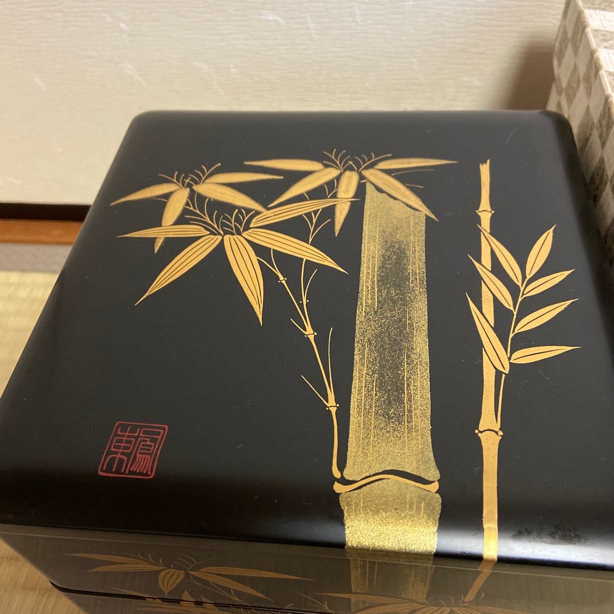 特選漆器 木製 漆器 三段重 六五 黒 竹 天然木 定価35000 当時物 特選漆器 木製 漆器 三段重 六五 黒 竹 天然木 定価35000 当時物