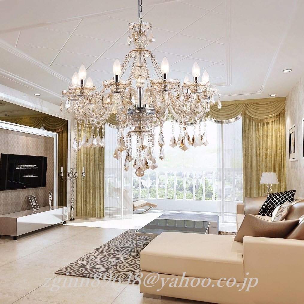 シャンデリア クリスタル 8灯 口金E12 LED対応 モダン オシャレ シャンデリア クリスタル 8灯 口金E12 LED対応 モダン オシャレ