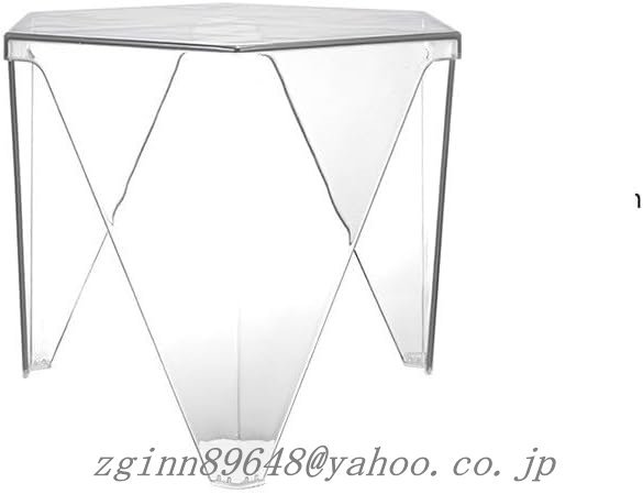 サイドテーブル 北欧 幾何学 デザイン 透明 クリア 光 反射 おしゃれ かわいい シンプル モダン コーヒーテーブル ブラウン スモークグレー_画像3