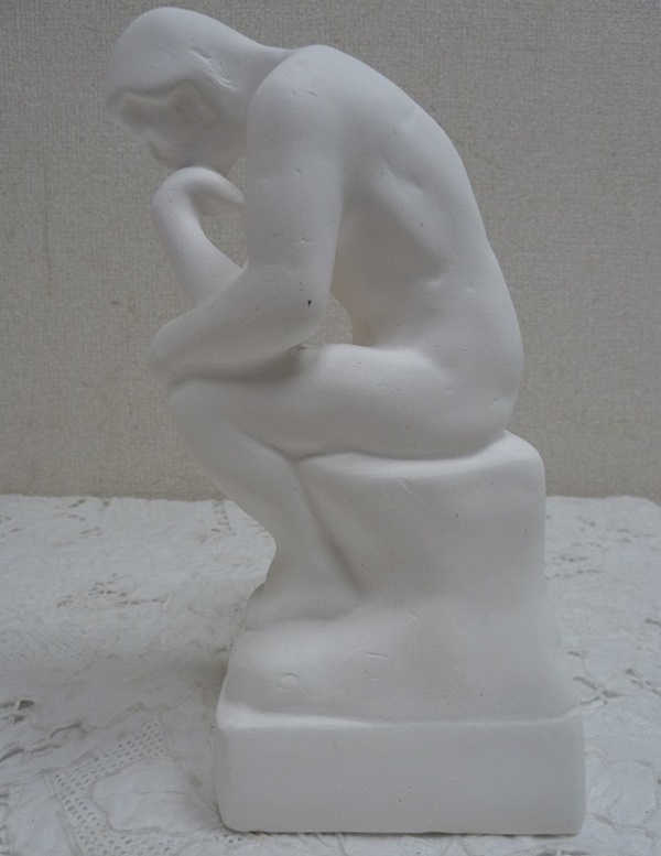 (☆BM)石膏像 オブジェ 考える人 ロダン 置物 高さ22㎝ 彫刻 アート 人物像 デッサン像 石こう 西洋 _画像5