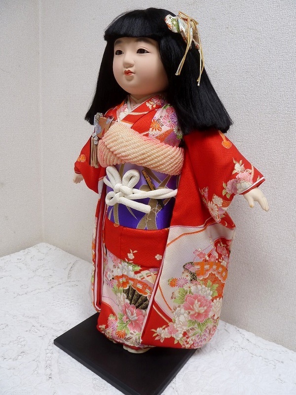 (☆BM)三陽/市松人形 20号 日本人形 高さ64㎝ 女の子 玩具娃娃 偶人 ガラスケースあり 和風 置物 オブジェ 日本伝統工芸 節句_TNR