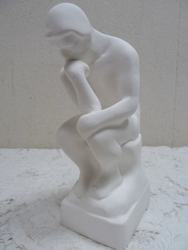 (☆BM)石膏像 オブジェ 考える人 ロダン 置物 高さ22㎝ 彫刻 アート 人物像 デッサン像 石こう 西洋 _KOCCHI