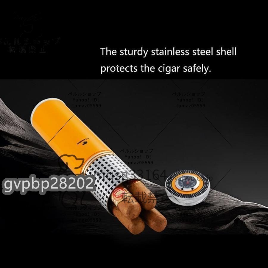  portable cigar case hyumi doll, Mini hygrometer . humidifier attaching travel cigar tube, stainless steel cigar holder 