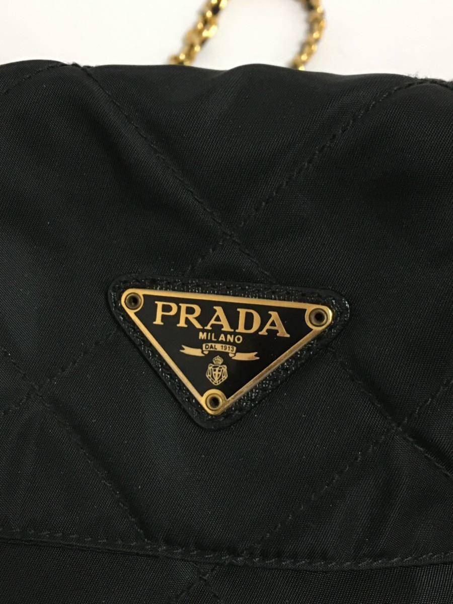  フェンディ ロゴプレート ナイロン チェーン ショルダーバッグ ブラック PRADA _画像3