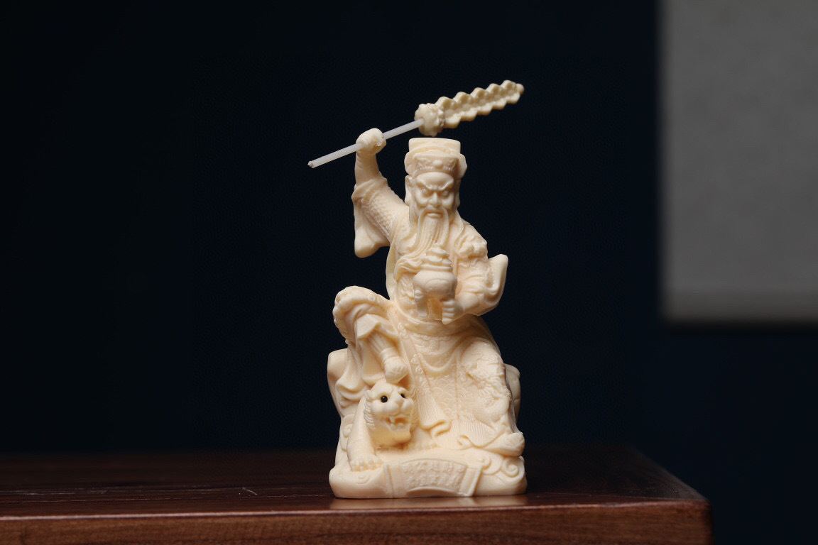 公式通販 『清・仏教古美術・牙材細密彫・趙公明像』極細工 置物 古賞 