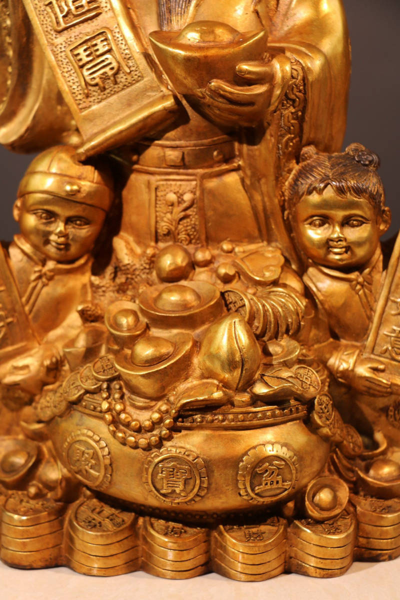 高い信頼 厚い信頼 清・仏教古美術・古銅彫・塗金・財神爺像』極細工 置物古賞物 その他