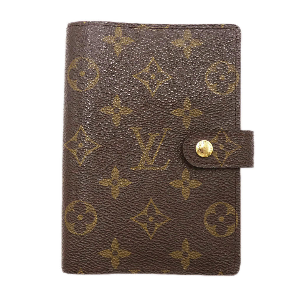 ルイヴィトン 手帳 LOUIS VUITTON モノグラム アジェンダPM ダイアリー 手帳カバー ブラウン ゴールド金具 R20005_画像1