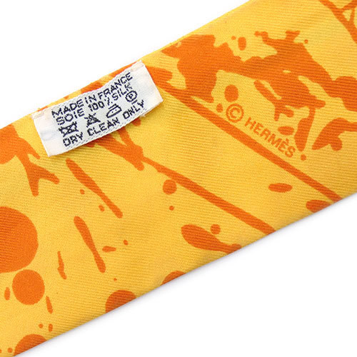 エルメス スカーフ HERMES シルク ツイリー ペイント柄 オレンジ レディース JJS03217_画像10
