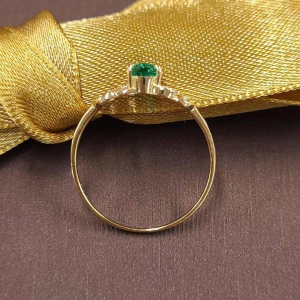 [ judgement document attaching ] vivid green! 0.4ct emerald diamond K18 YG yellow gold ring ring 5 month birthstone 18 gold 