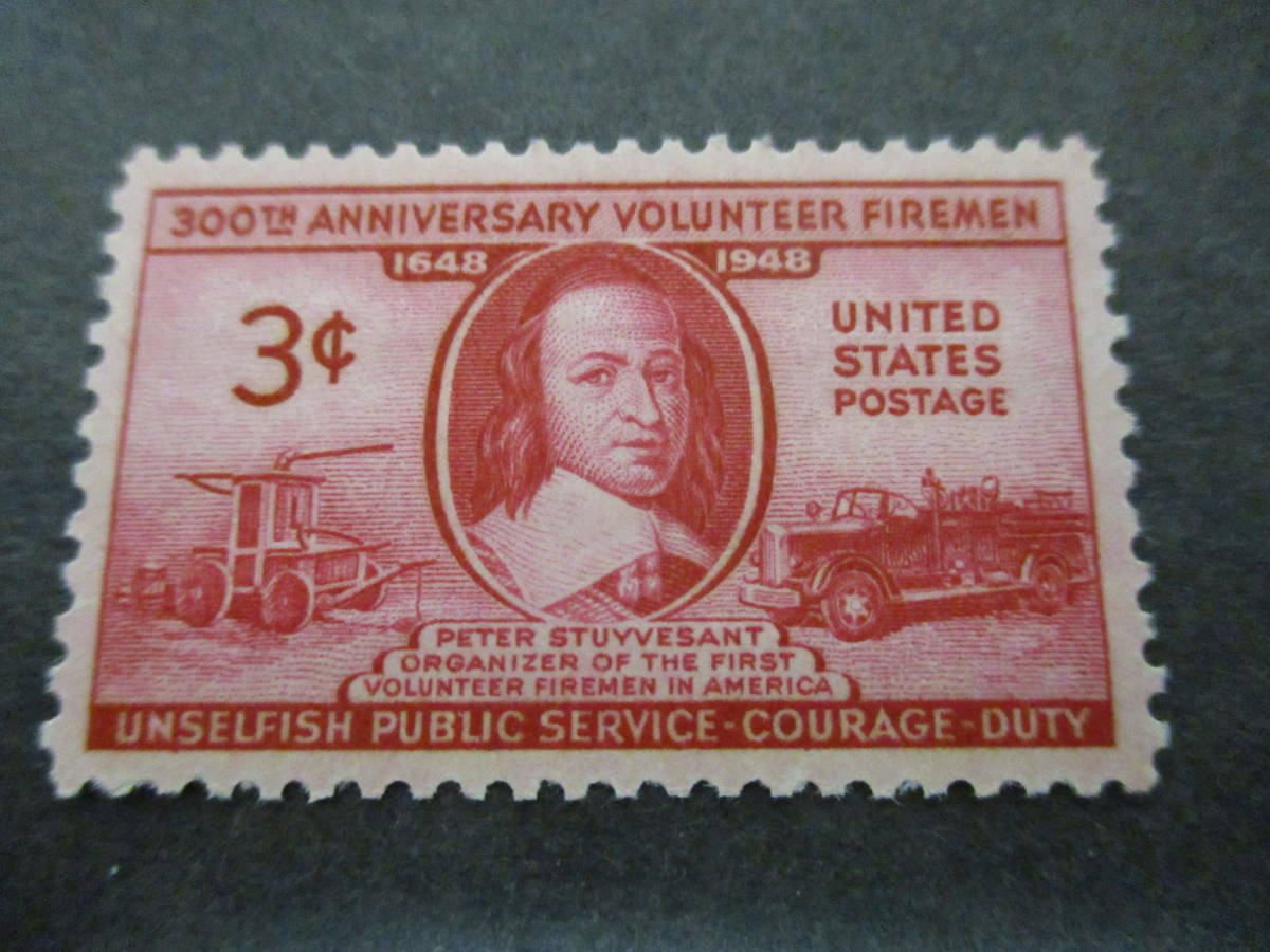 *** America 1948 year [.. fire fighting .300 year ] single one-side unused NH glue have ***