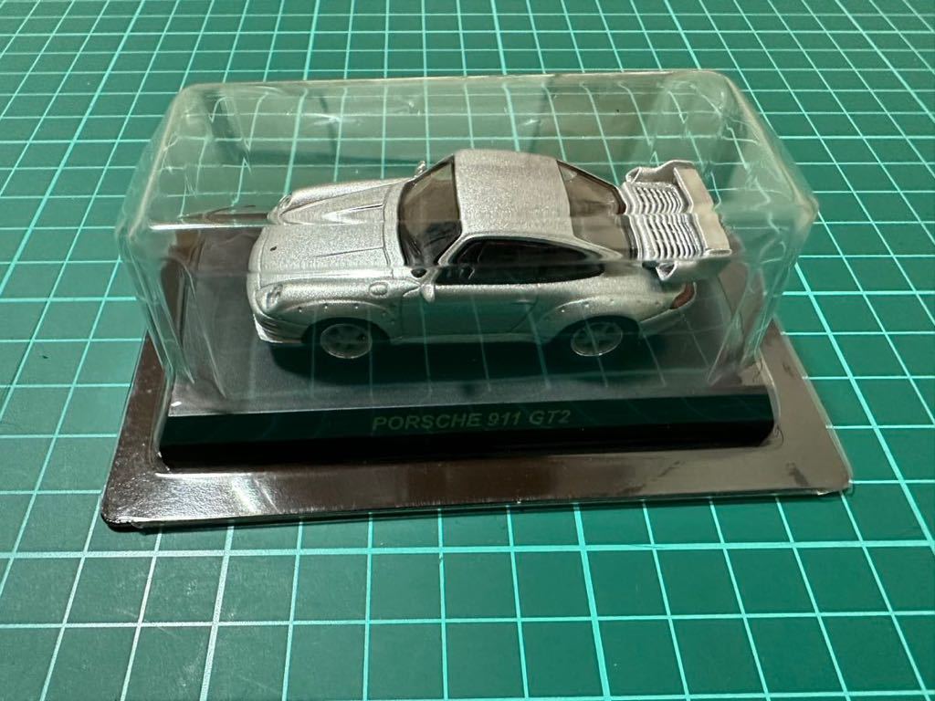 京商 1/64 ポルシェミニカーコレクション2 PORSCHE 911 GT2 1998 シルバー_画像1