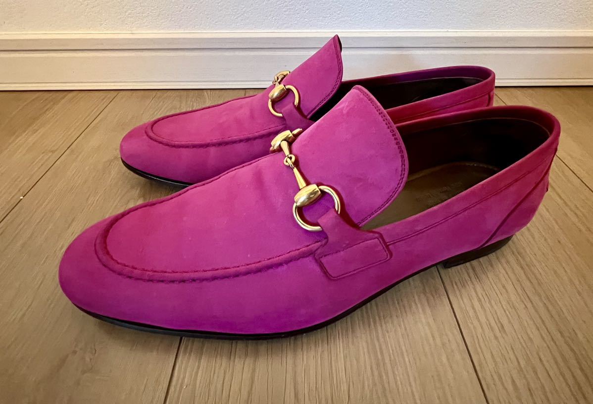 GUCCI made to order MTO horsebit loafer ホースビット ローファー 8 美品　ピンク made in Italy イタリア製_画像1