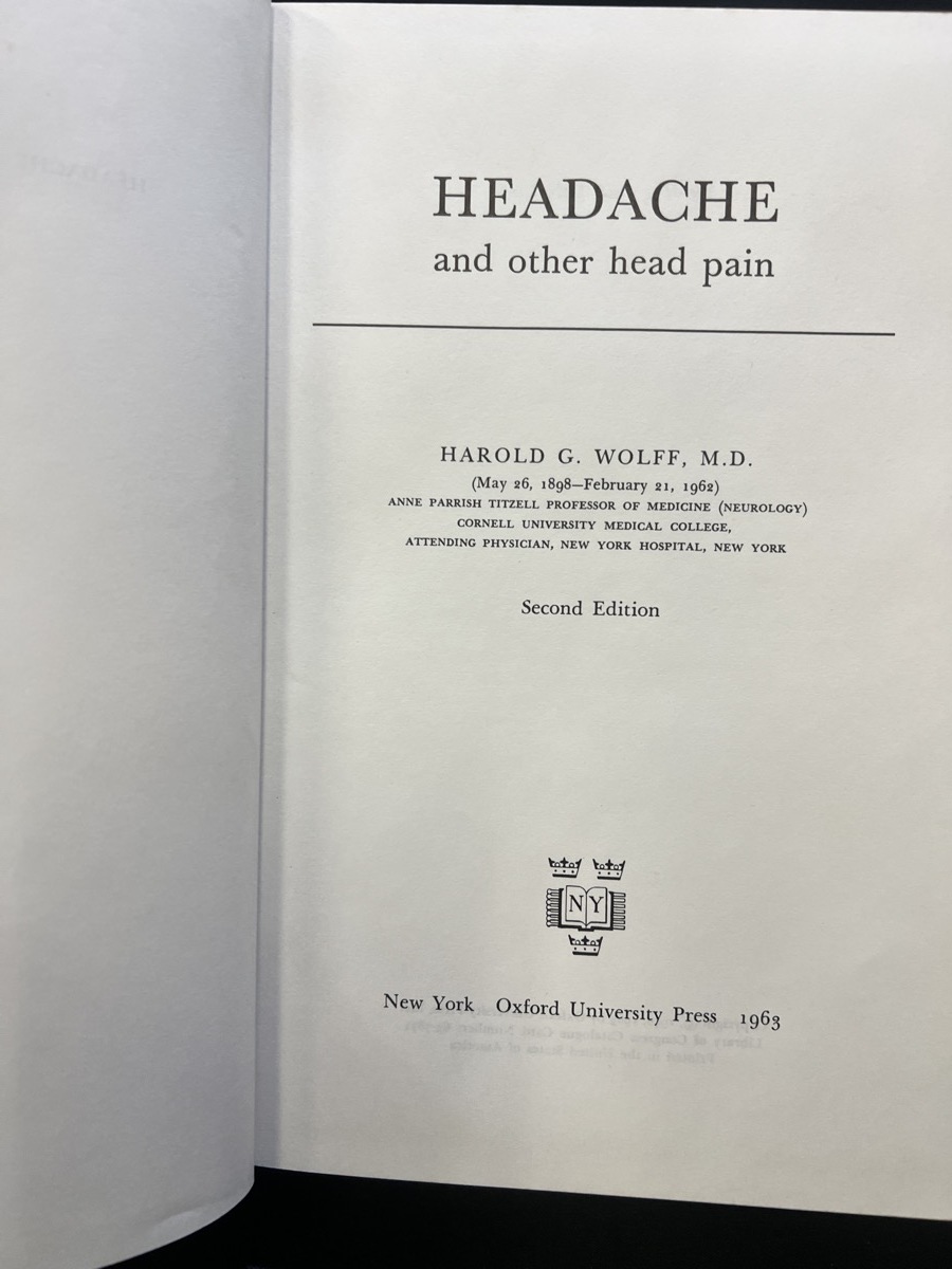 『1963年 Wolff's Headache and Other Head Pain Second Edition 医学書 洋書』 _画像2