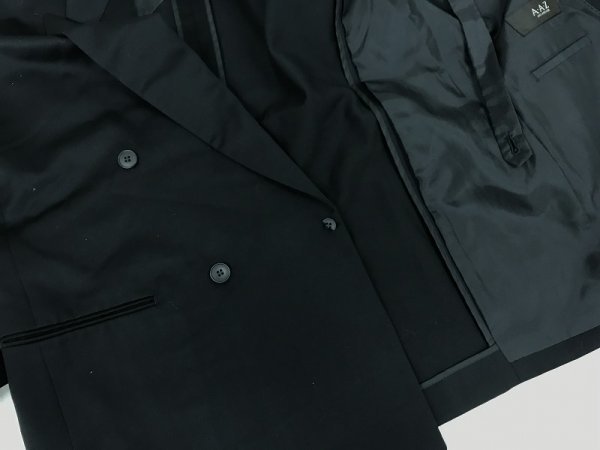 A・A・Z メンズ 背抜き ウール 礼服 ダブルスーツ上下セットアップ 背抜き 大きいサイズ XL 黒_画像3