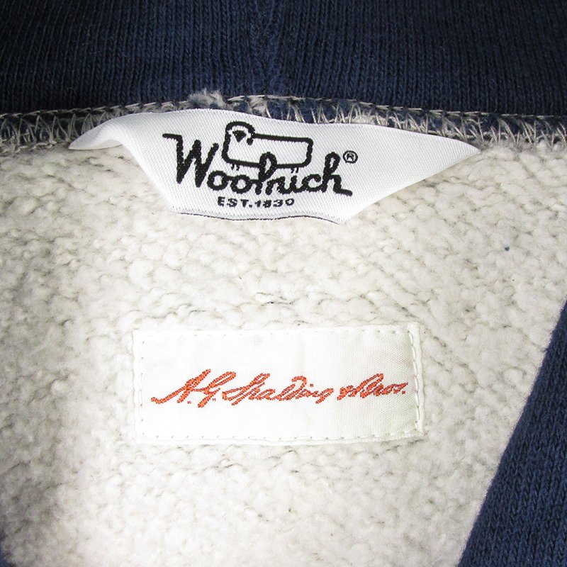 AW7940 Woolrich×SPALDING ウールリッチ×スポルディング スウェットパーカー ツートーン 40 ネイビー×グレー 美品_画像3