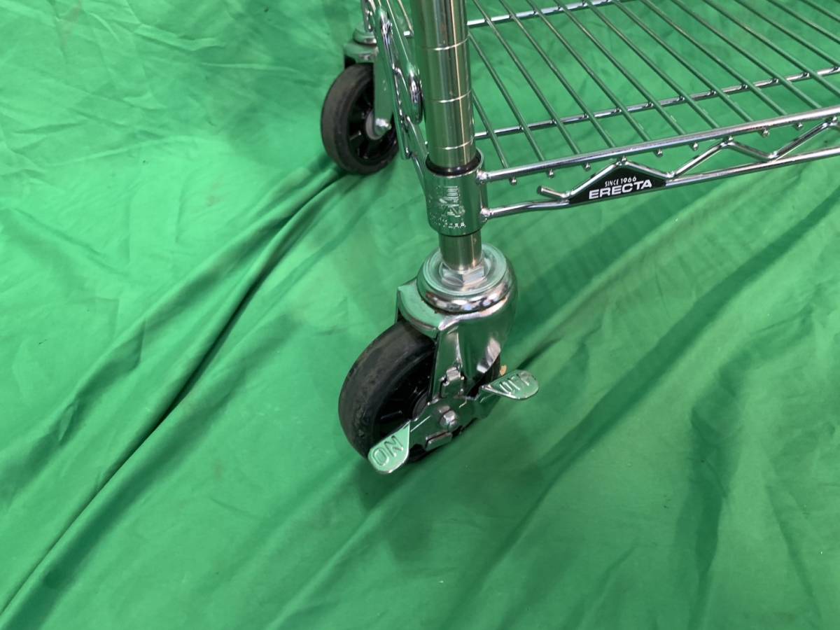 yw231109-002Z ERECTA メタルラック 落下防止バー付き 中古 高さ135×奥行45×横幅75㎝ ホームエレクター 4段 ラック 棚の画像6