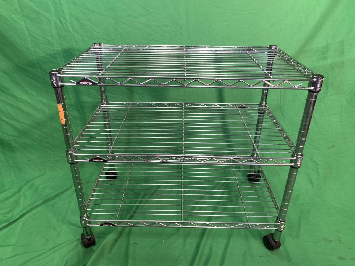 yw231109-006Z ERECTA メタルラック 中古 幅75×奥行45高さ70cm ホームエレクター 3段 ラック 棚の画像1