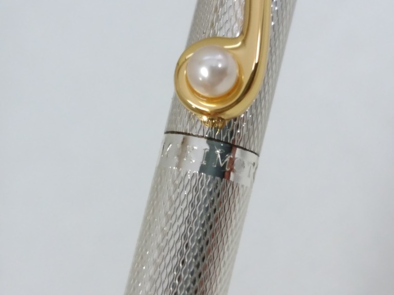 【超美品】MIKIMOTO ミキモト 本真珠付き ツイスト式 ボールぺン 2点セット/箱付き/JAL/シルバー×ゴールドカラー/パール/06KO112502_画像4