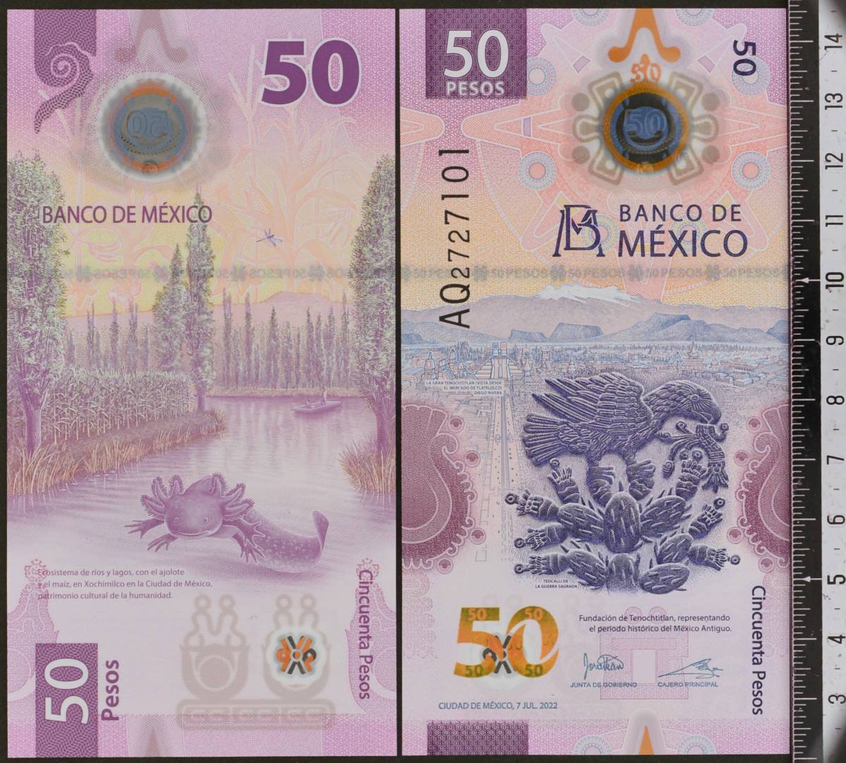 外国紙幣. メキシコ 2022年 未使用 50ペソ_画像1