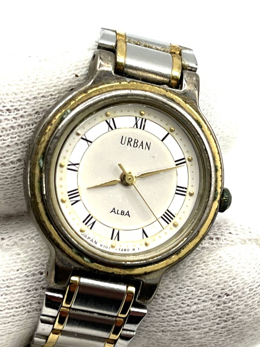 【電池切れ】SEIKO セイコー　V701-6950　URBAN　ALBA　アルバ　ラウンドフェイス　コンビ　クォーツ腕時計　レディース　_画像1