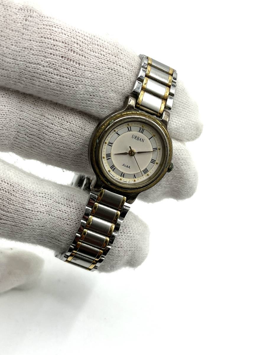 【電池切れ】SEIKO セイコー　V701-6950　URBAN　ALBA　アルバ　ラウンドフェイス　コンビ　クォーツ腕時計　レディース　_画像10