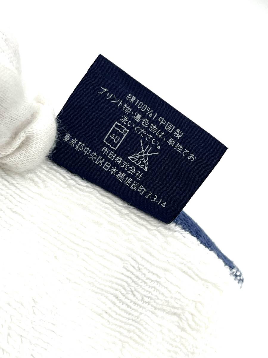 Ralph Lauren　ラルフローレン　ハンカチ　ミニタオル　ホワイト×ブルー　ロゴ刺繍　コットン　25×25