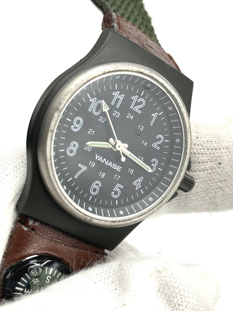 【電池切れ】YANASE ヤナセ クォーツ腕時計 黒文字盤 ケース幅：3.7 の画像1