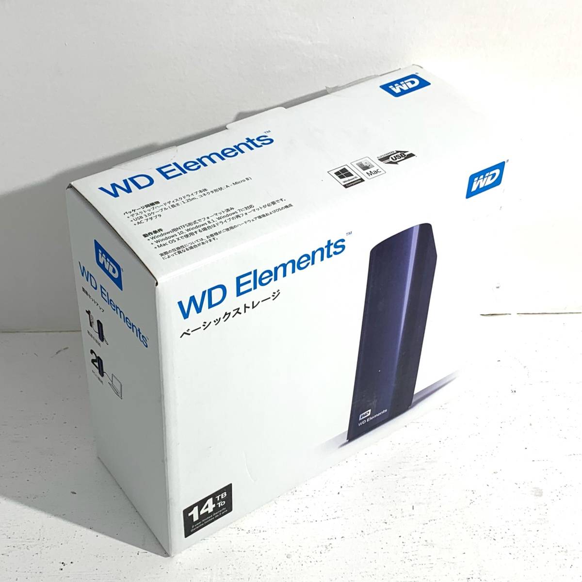 【未使用品/60】ウエスタンデジタル WD デスクトップHDD 14TB USB3.0 WD Elements Desktop 外付けハードディスク WDBBKG0140HBK-JESN _画像5