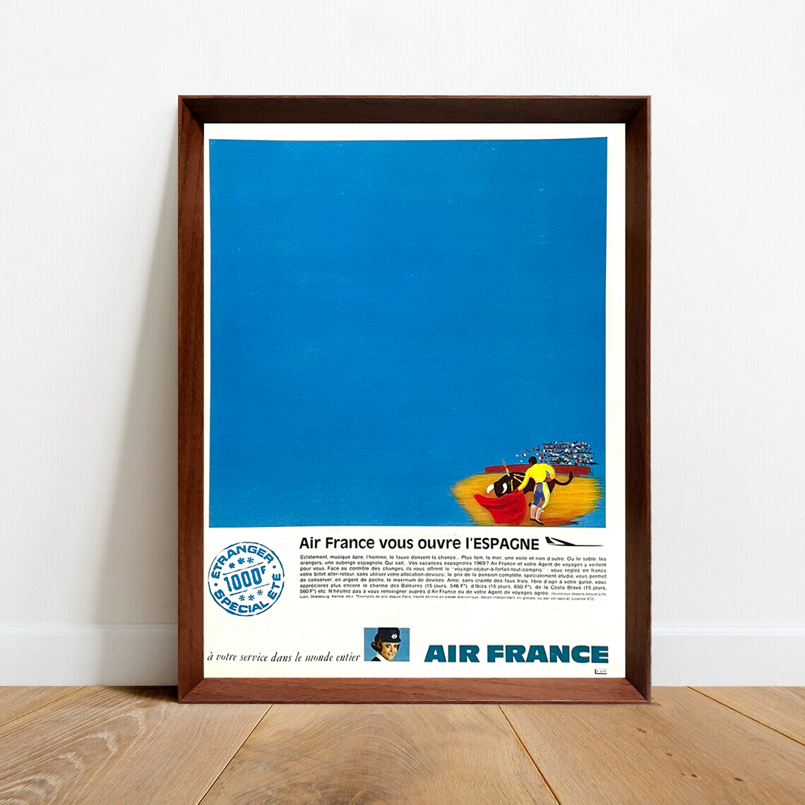 エールフランス スペイン 1960年代 フランス ヴィンテージ 広告 ポスター 【額付】_画像1