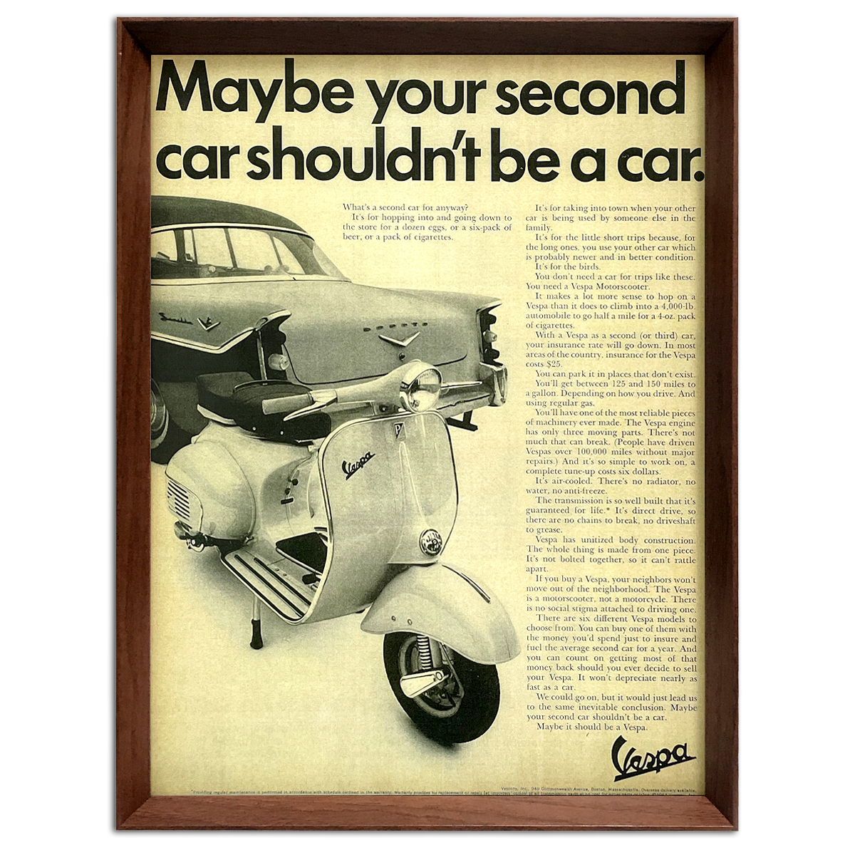 ベスパ スクーター 広告 ポスター 1960年代 アメリカ ヴィンテージ 【額付】_画像3