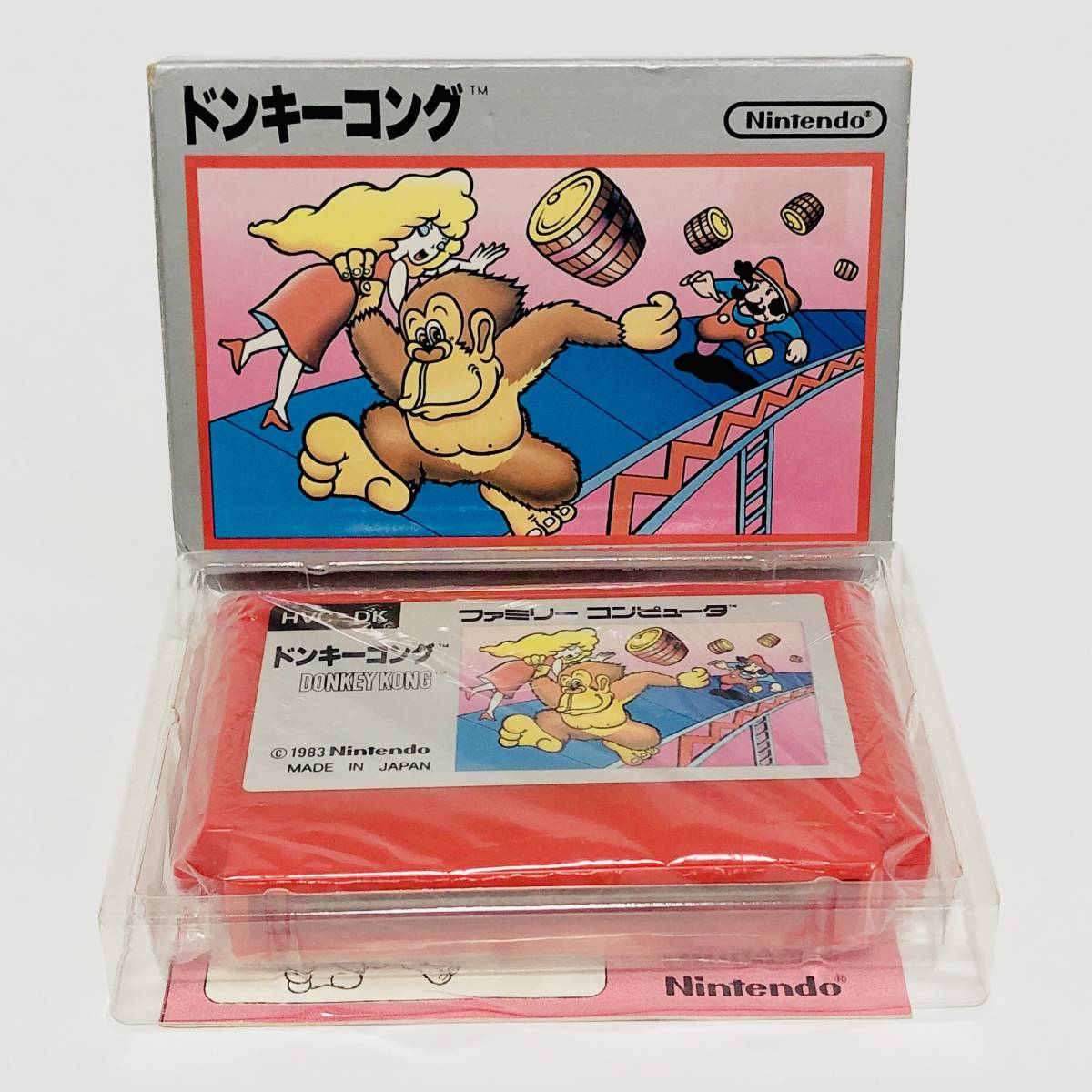 【送料無料】 ファミコン ドンキーコング 箱説付き 痛みあり 銀箱版 絵柄版 任天堂 Nintendo Famicom Donkey Kong CIB Silver Box_画像1