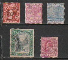 バハマ諸島２０　1859年～1906年（古い通常　ビクトリア女王～１枚は収入印紙消し　）５種_画像1