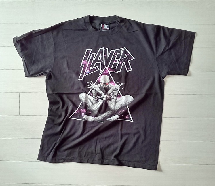 ★［ XL ］「 SLAYER スレイヤー triangle demon バンド ビンテージスタイル プリントTシャツ 」新品_*Front