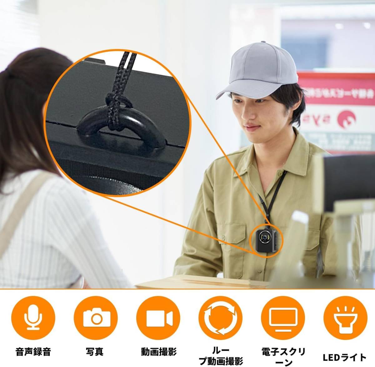 ★Aoceman X15 ボディカメラ ウェアラブルカメラ アクションカメラ ドライブレコーダー LEDライト 電子スクリーン 日本語取説★_画像7