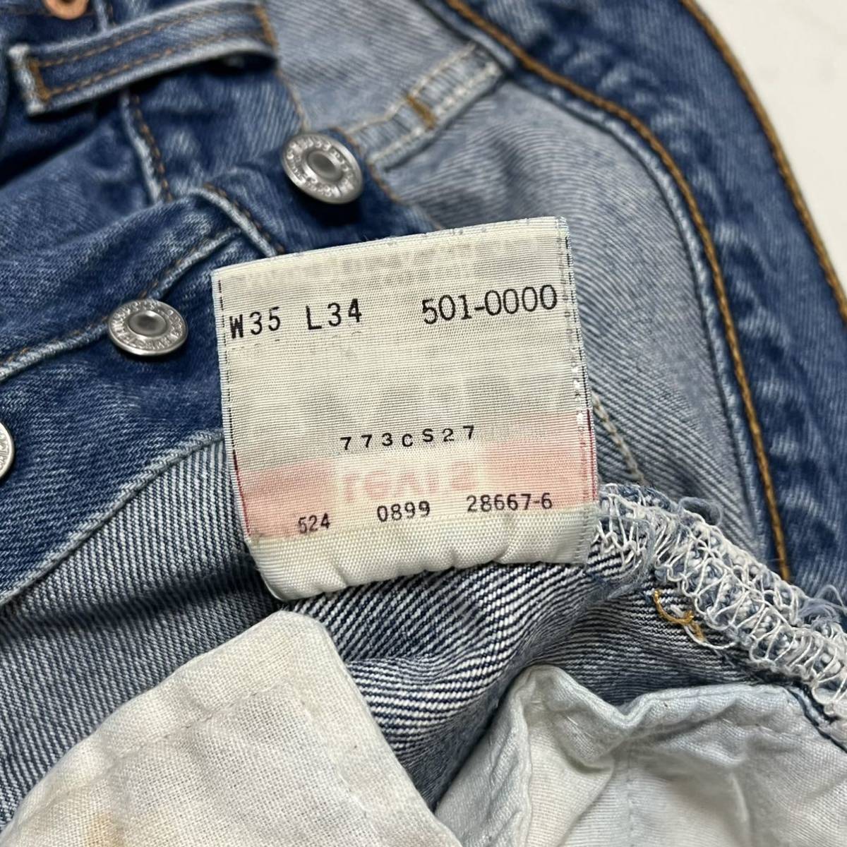 90s Levi''s USA製 35×34 リーバイス501xx デニムパンツ ジーンズ ジーパン 042 色落ち ヒゲ 古着 ヴィンテージ_画像6