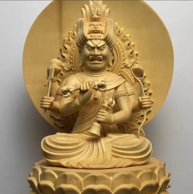 至極の木工 総檜材 木彫仏像 仏教美術 精密細工 仏師で仕上げ品 愛染