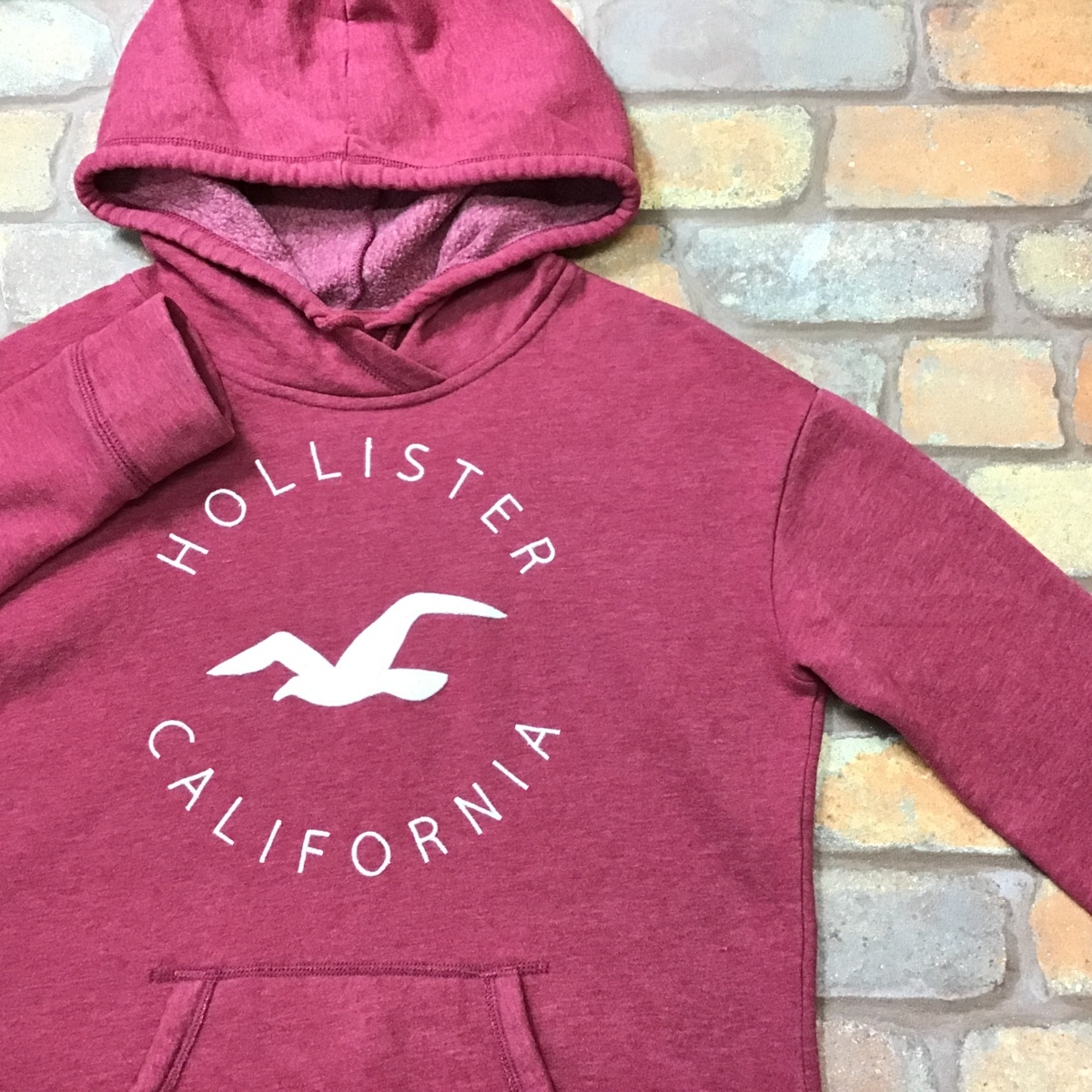 SD8-430★状態良好★USA古着★【HOLLISTER ホリスター】プルオーバー スウェットパーカー【レディース S】赤 アメカジ サーフ系 裏起毛_画像1