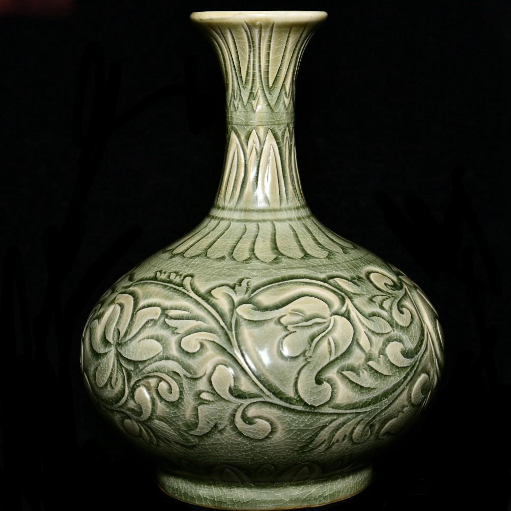 人気商品 『宋・古陶磁器・鈞窯・薔薇紫釉・奉華款・描金方口瓶