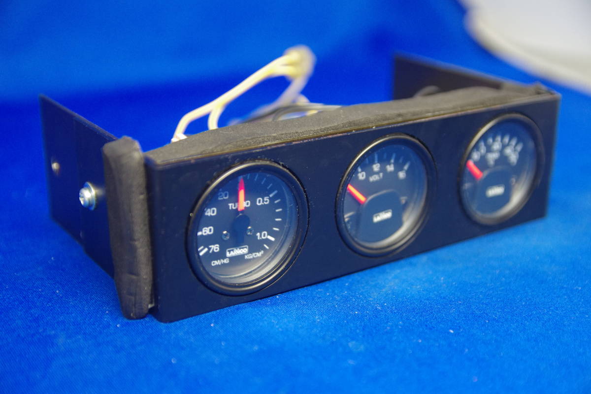 希少 LAMCO 1DIN 3連メーター 温度計 電圧計 ブースト計(ターボ 希少 LAMCO 1DIN 3連メーター 温度計 電圧計 ブースト計(ターボ
