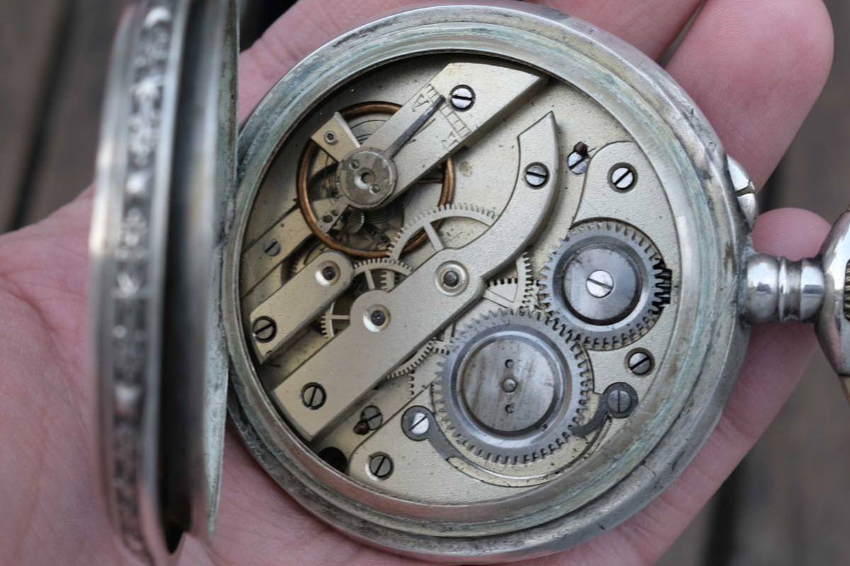 「ジャンク」1900年代　Tissot ティソ スイス連邦鉄道懐中時計　59.5mm 銀無垢ケース_画像9